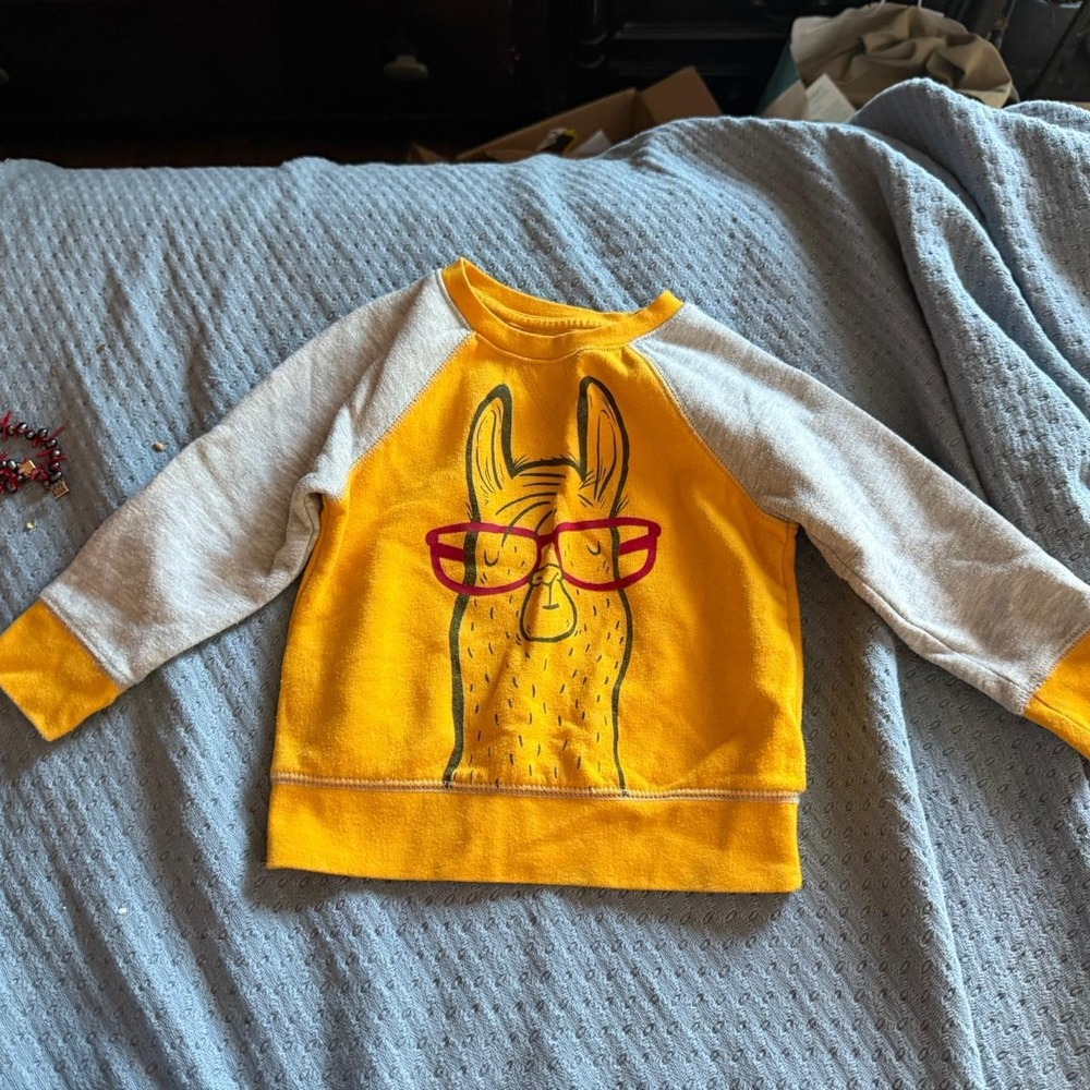 Cat & Jack cute llama sweatshirt for kids size 2T glasses warm cozy adorable